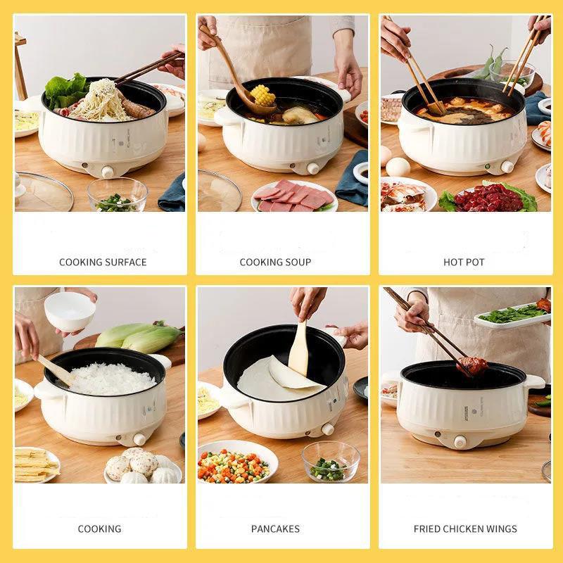 1000W Heat Pot Set Electric Steamer Non-stick Pot Electric Boiler Wok Kitchen Supplies for Family