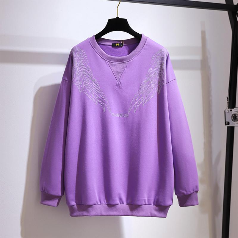 Ladies Spring Autumn Plus Size Tops for Women Long Sleeve Cotton Diamond Thick T-shirt 6XL