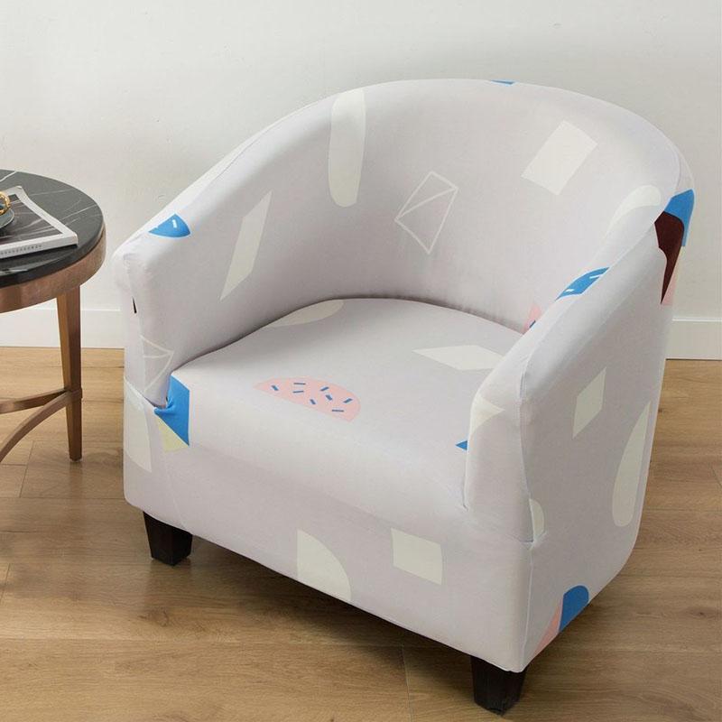 Club Chair Slipcover Stretch Armchair Covers Printed Tub Chair Cover Sofa Cover Spandex Couch Covers for Bar Counter Living Room