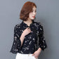 Women's Spring and Autumn Chiffon Short Sleeve Top Tie Bow Print T-Shirt