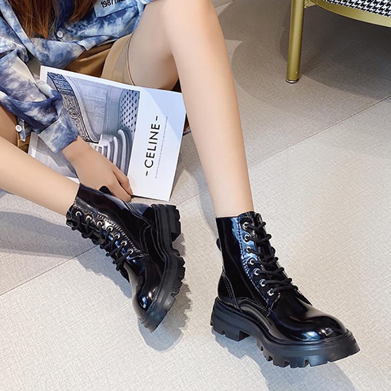 Martin Boots Female Summer and Autumn Cowhide Thick-soled Knight Short Boots British Style Retro Korean Motorcycle Boots