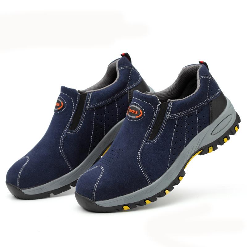 Fashion Steel Toe Safety Work Shoes Men Breathable Slip-on Casual Boots Mens Insurance Puncture Proof Shoe