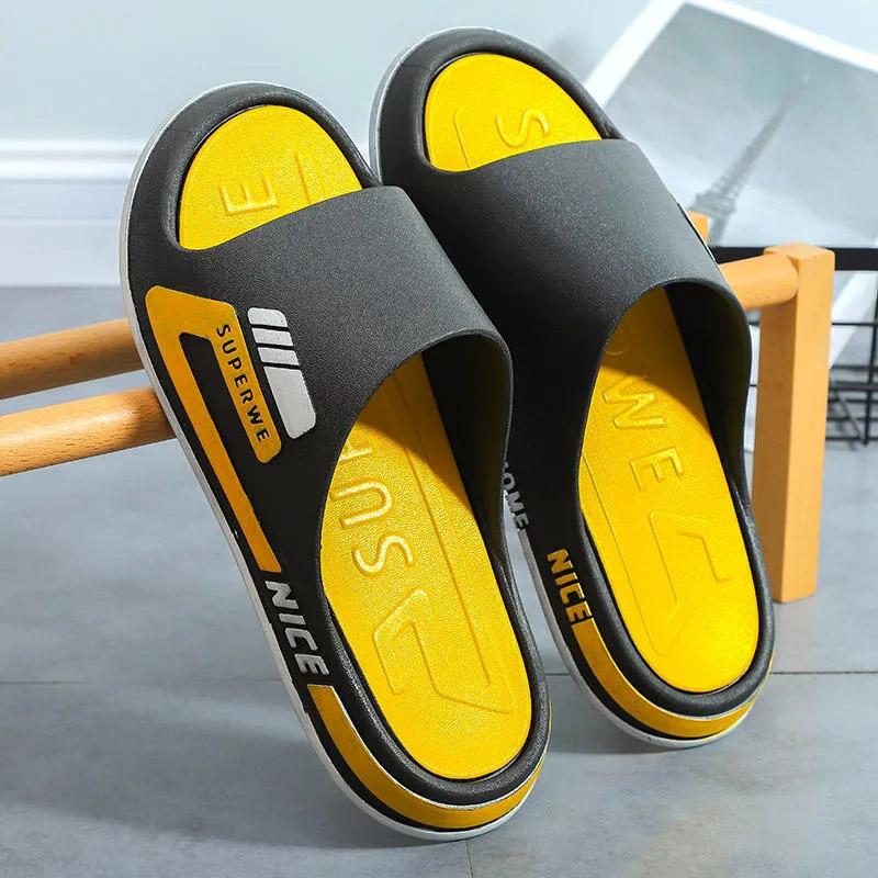 Men's Summer Slippers Wear Thick Bottom Sandals Couples Outdoor Wear Sports Non-slip Flip-flops Household Indoor Bathroom Slippers Ladies Flip-flops