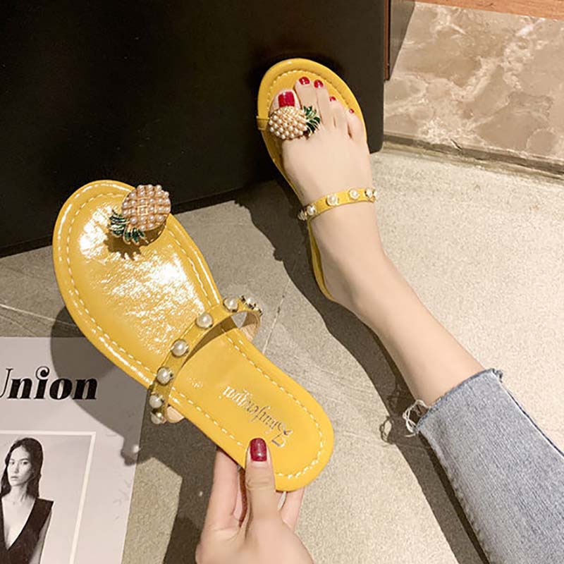 Pineapple Slippers Women's Summer Wear All-match Non-slip Flat Bottom Fashion Beach Sandals and Slippers Women