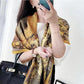 Chinese Painting Style Scarf Flower Wrap Shawl Silk Imitation Satin Women Elegant All-match Headscarf Sunscreen Gauze Shawl
