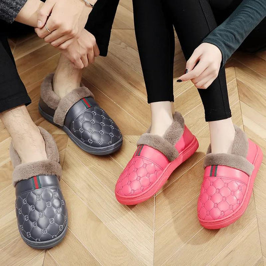 Fall/winter Men's and Women's Cotton Slippers Bag with Non-slip Flat Shoes Casual Couple Shoes