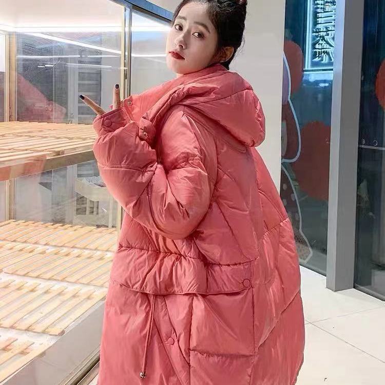 Mid-length Down Jacket Women's Winter Women's Hooded Stand-up Collar Loose Thick Bread Coat Jacket Winter Warmth Thick Cotton Jacket