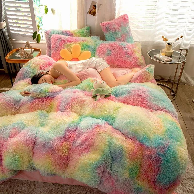 Thickened Water Velvet Four-piece Bed Sheet Is Taken Bedding Princess Wind Warm Coral Velvet