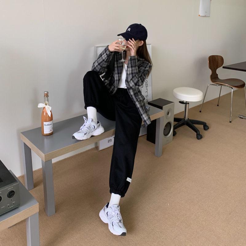 Plus Velvet Padded Trousers Women's Autumn and Winter New Casual Sports Trousers Korean Version of The High-waisted Thin Loose All-match Trousers
