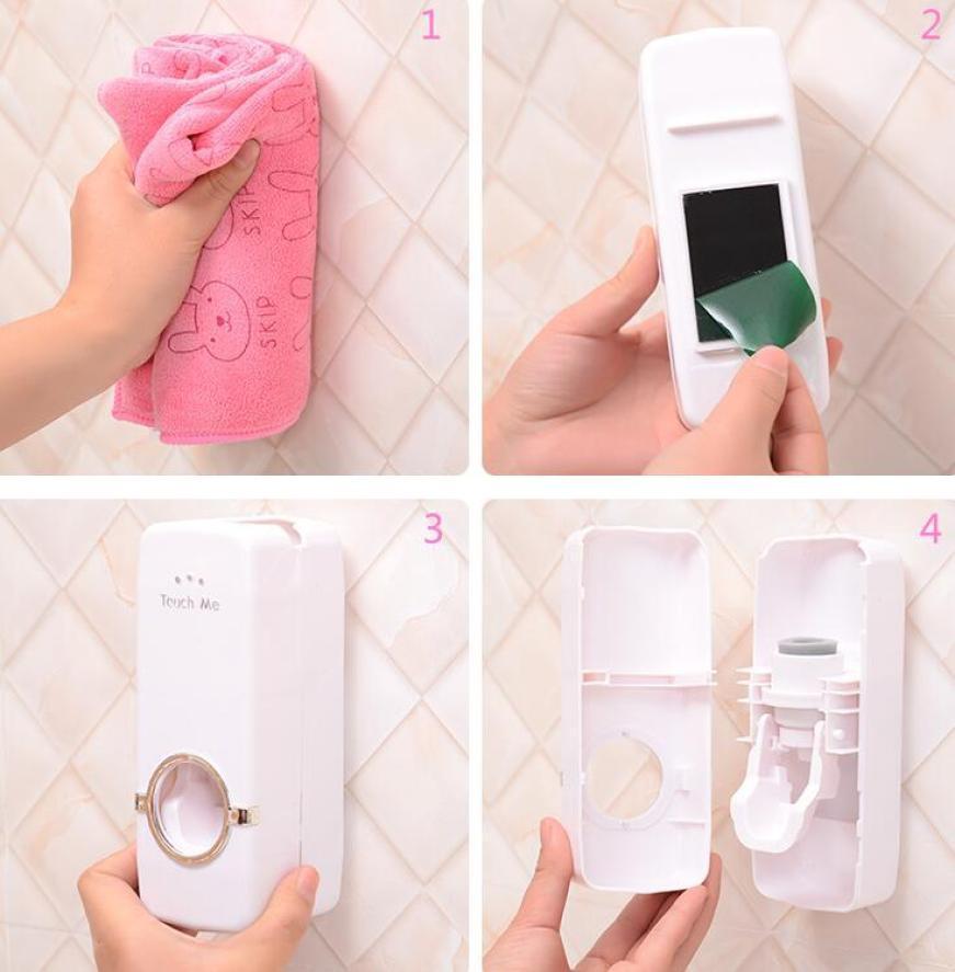 Touch N Brush Automatic Toothpaste Squeezing Dispenser Device And Brush Holder Set