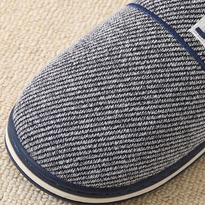Household Cotton Slippers Men's Home Autumn and Winter Thick Bottom Non-slip Indoor Warm Plush Shoes