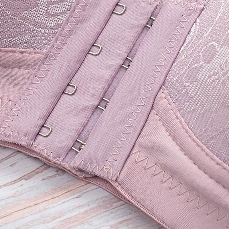 Front Buckle Large Size Simple Bra Sexy Breathable Thin Section Glossy Without Steel Ring Ladies Gathered Adjustment Type Anti-sagging Soft  Bra