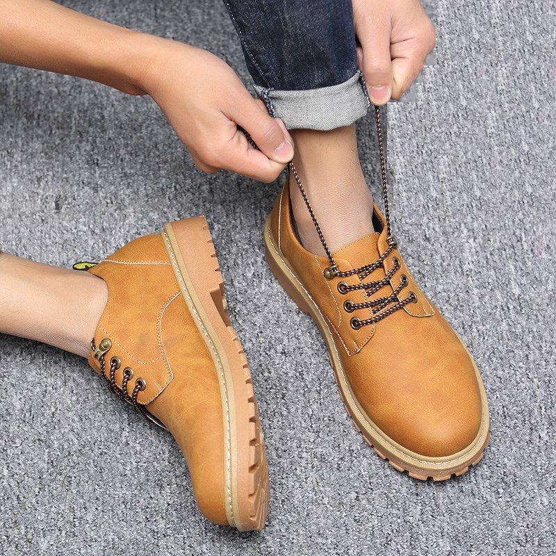 Fashion Men's Martin Boots Warm Working Boots Lace Up Men's Desert Boots Round Toe High Top Shoes