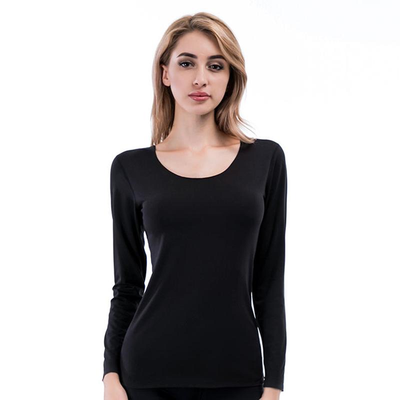Women Winter Autumn Thermal Underwear O-neck Tops Female Tight Thicken Windproof Seamless Pajamas Soft Lining Long Sleeve High Elasticity Slim