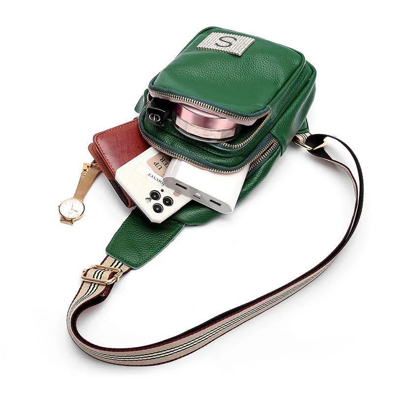 Leather bag Cowhide Unisex Sling Bag Outdoor Sports Slung Riding Bag Waterproof Travel Men Women Shoulder Bag Crossbody Chest Bag for Gift