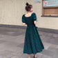 Dress Women's Waist Chiffon Over The Knee Square Collar Retro Casual Fashion French Summer Skirt