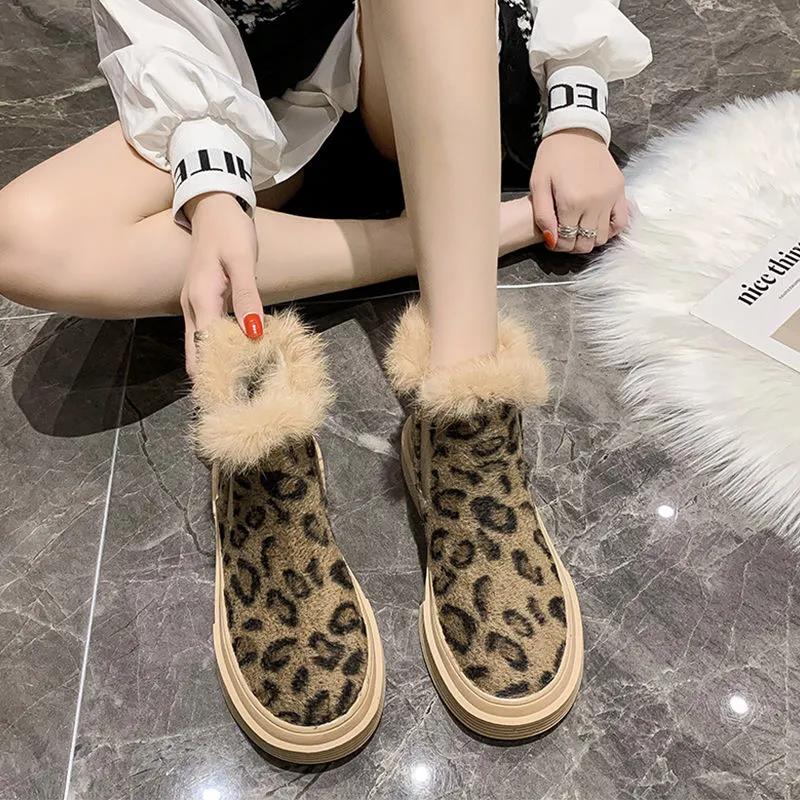 Women's Velvet Warm and Windproof Martin Boots Winter Korean Version of All-match Casual Snow Boots Tide