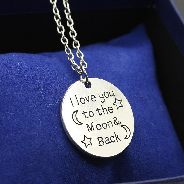 European and American English Alphabet Round Sweater Chain The Mon Back Pendant Necklace Jewelry
