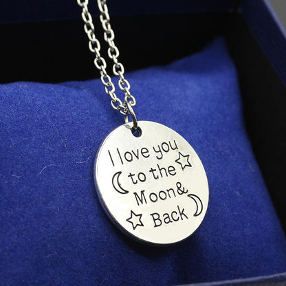 European and American English Alphabet Round Sweater Chain The Mon Back Pendant Necklace Jewelry