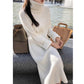 Fall/winter Turtleneck Pullover Skirt Over-the-knee Slim White Bottoming Skirt