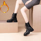 Autumn and Winter Martin Boots Belt Buckle Short Boots British Shoes Snow Boots Plus Velvet Warm Cotton Boots Motorcycle Shoes