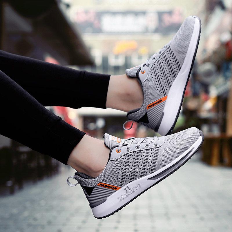 Couples Sports Shoes Fashion Women Flying Woven Mesh Breathable Non-Slip Wear-Resistant Cushion Sneakers Men's Vulcanize Shoes