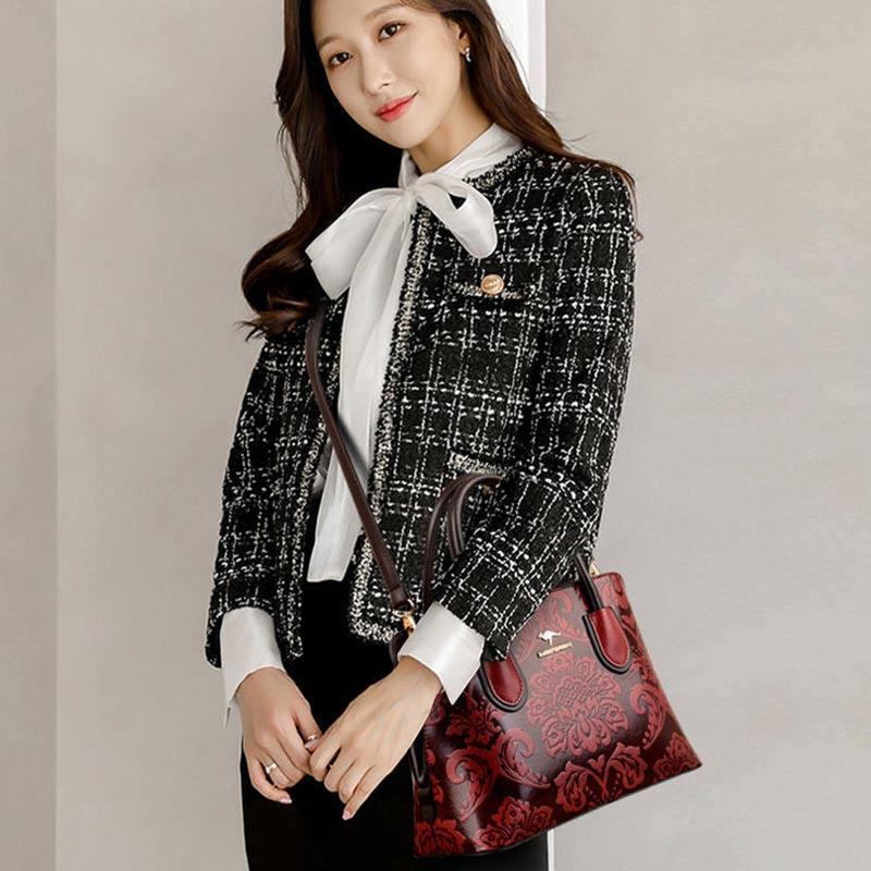 Elegant Ladies Bag Shoulder Messenger Bag Fashion Large Capacity Handheld Leather Texture Shopping Bag