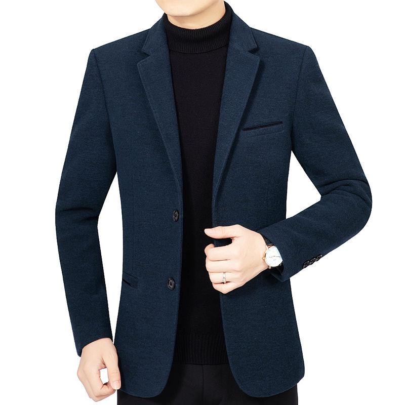 Middle-aged Men's Wool Stand Collar Jacket Autumn and Winter Fashion Handsome Gentleman Send Sweater Dress Jacket