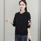 Women's Autumn Cotton Casual Printed Round Collar Hoodies Female Spring Thin Large Size Loose Short Tops