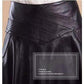 Women Spring Autumn PU Leather Skirts Lady High Waist A-line Skirt Midi Length Black Skirt Women