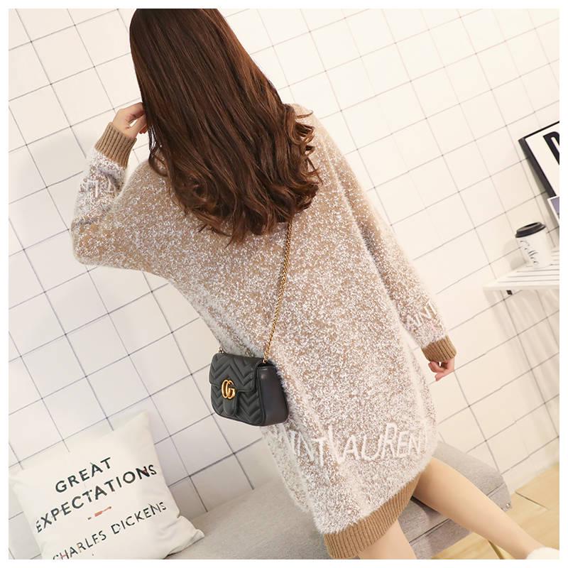 Women Winter Long Sleeve Solid Sweater Warm Basic Short Mini Dresss Pull Femme Women's Long Sweater