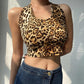 European and American Style Short Top Leopard Print Halter Camisole Women's Large Size High Waist Backless Tube Top