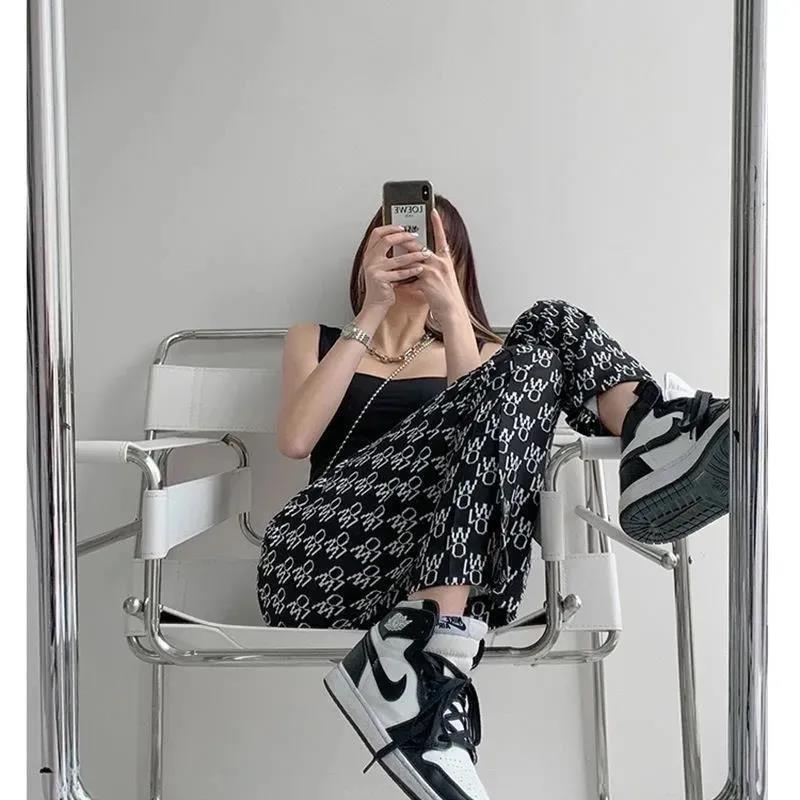 Women 'S Wide -Leg Pants Spring And Summer New Letter Print Pants Women Loose All -Match Trend