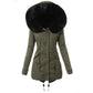Fur Collar Hooded Jacket Winter Warm Coat Long Thick Plush Parkas Coats