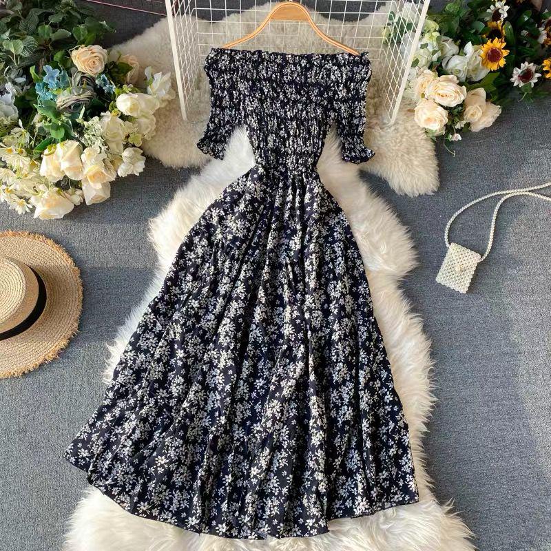 Femme Summer Dress 2020 Strapless Short Sleeve Retro Women Vintage Dresses Rockabilly Party Dress