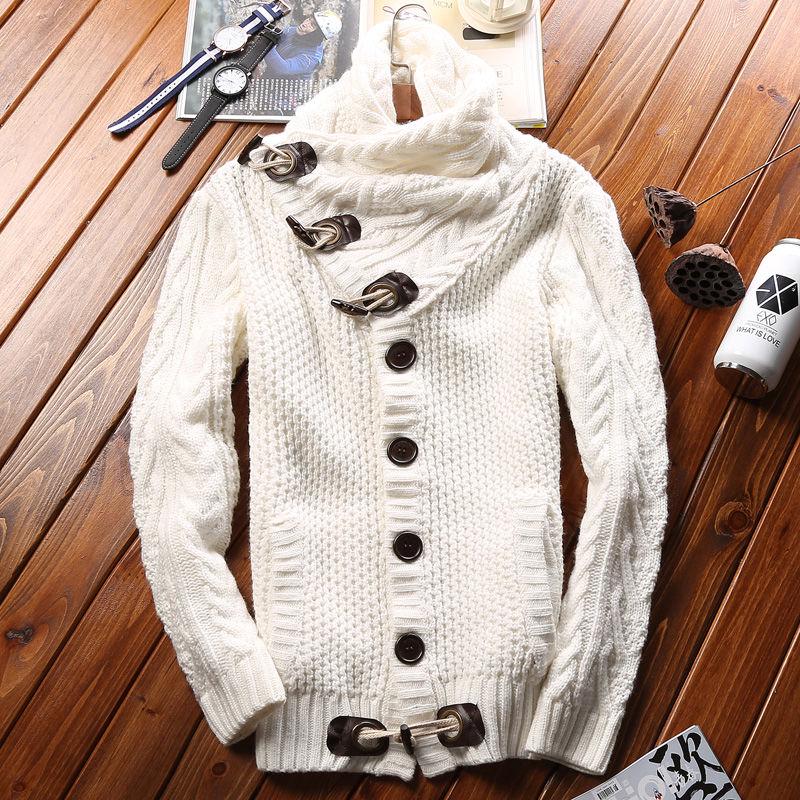 Plus Velvet Cold Warm Jacket Spring and Autumn Cardigan Sweater Men's Turtleneck Sweater Large Size