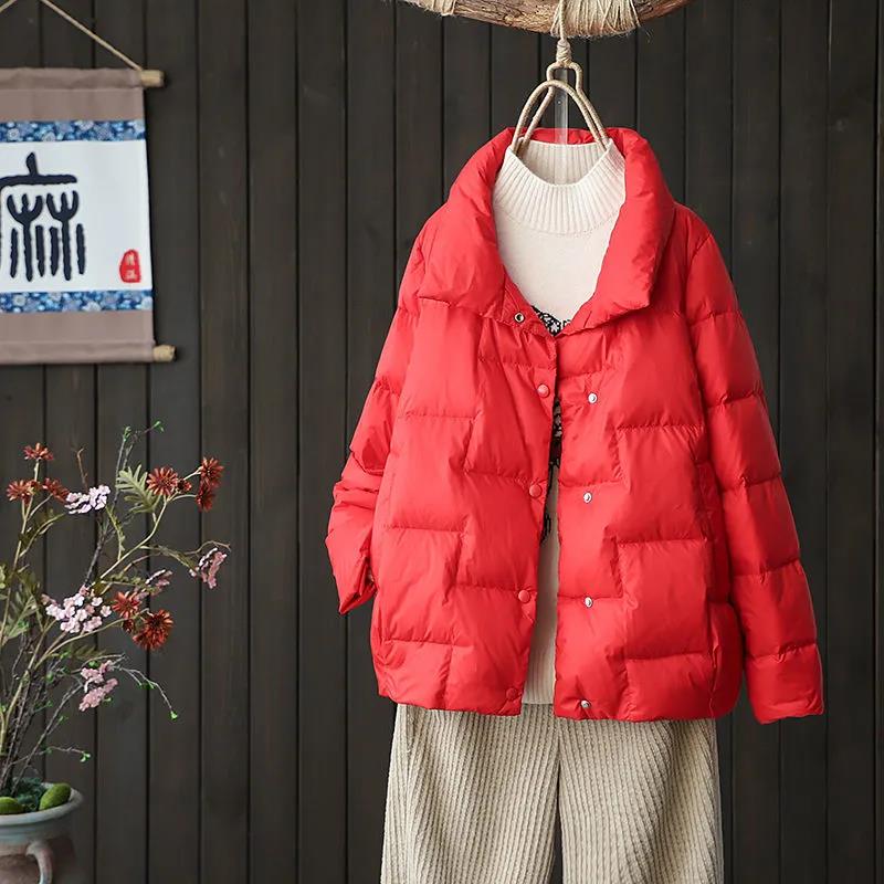 Winter Women's Down Jacket White Duck Down Stand Collar Jacket Warm Winter Jacket Parka Coat Women's Portable Jacket