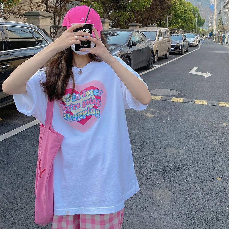 2PCS Summer Korean Version Suit Student Loose Short-sleeved T-shirt Top + Plaid Wide-leg Pants Two-piece Suit Ladies Casual Suit Fitness Sets