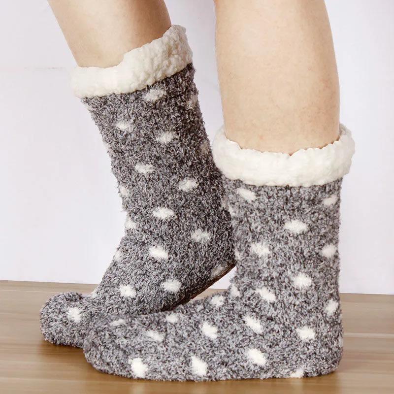 Winter Lamb Plush Socks Plus Velvet Thickening Home Wear Floor Socks Ladies Long Tube Socks