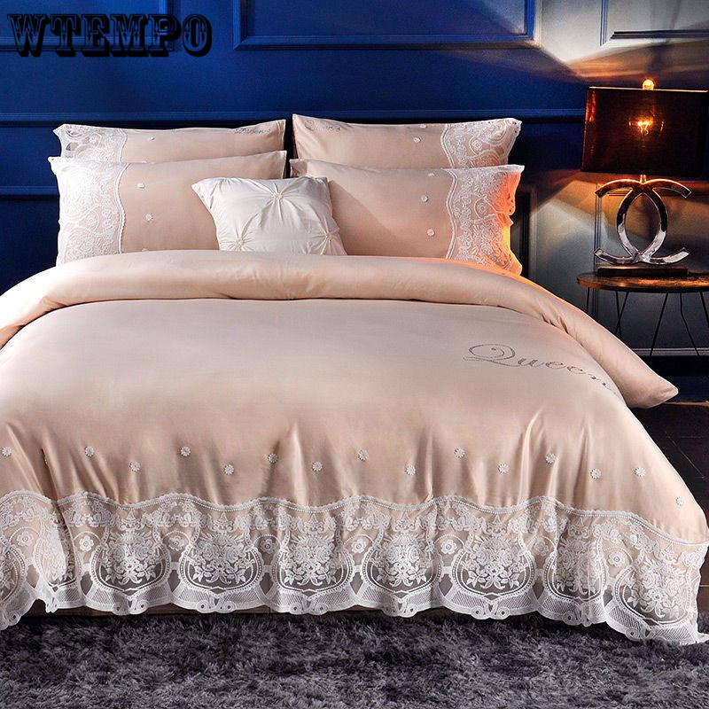 Luxury Duvet Cover Bedding Set Comforter Sets Double Bed Linen Linen Silk Pillowcase 4pcs