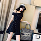 Women One-shoulder Spaghetti Strap Dress Sexy Asymmetrical Dress Summer Mini Club Dress