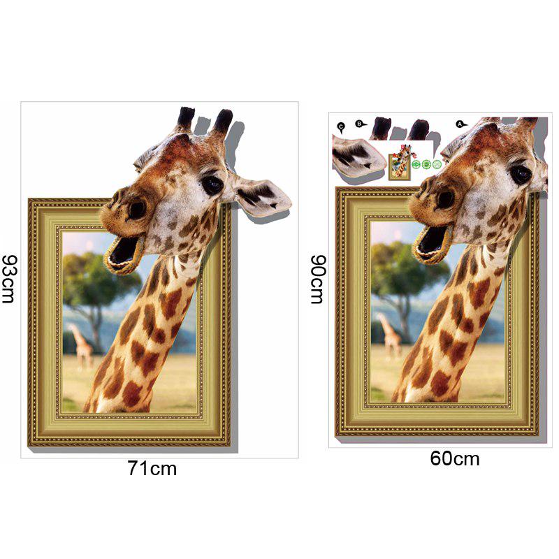 [Wall sticker ]3d Fake Windows Giraffe Animals Wall Stickers Home Decoration Living Rooms Kids Bedro