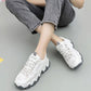 Female Student Sports Shoes Breathable Mesh Shoes Casual Shoes Small White Shoes Leather Thick Soles Large Soles Comfortable Mesh Shoes for Girls
