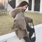 Fur Collar Women's Check Cotton Down Coat Parka Coat Plus Size Coat