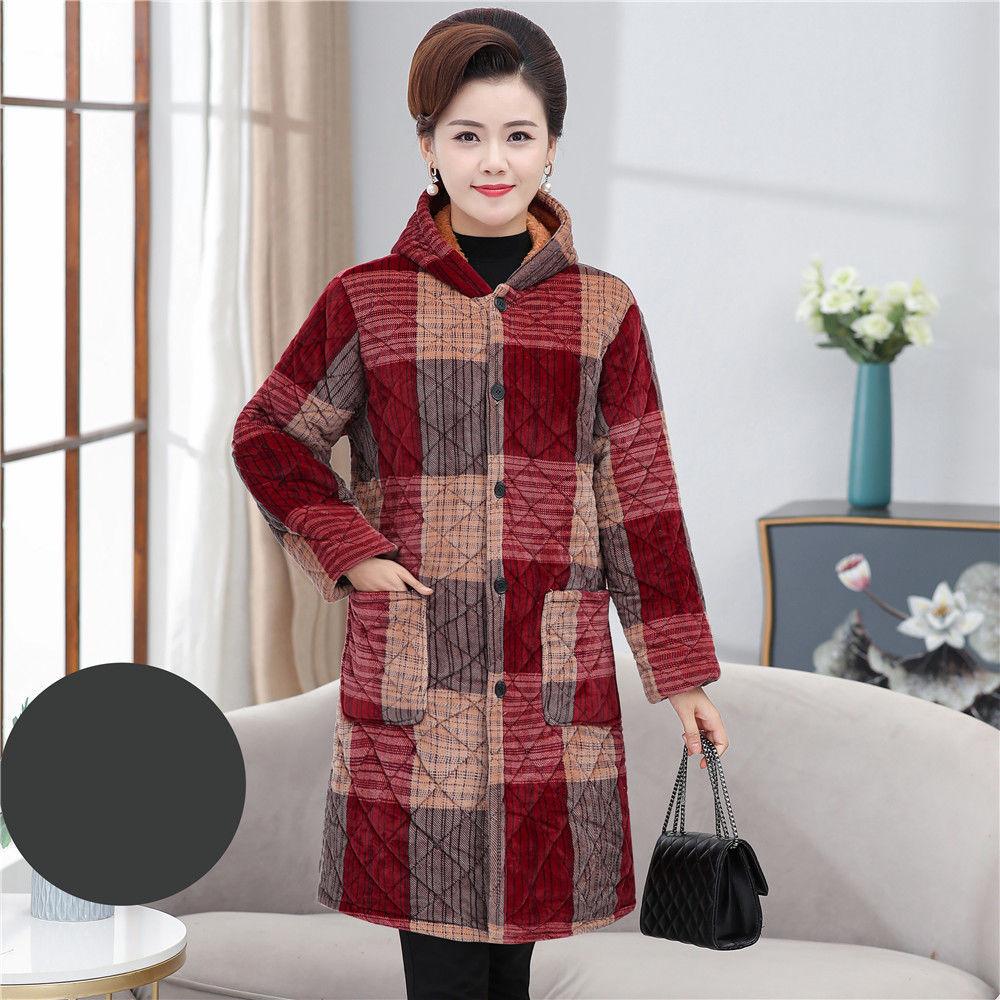 Women's Cotton-padded Coat Mid-length Plus Velvet Thickened Long Cotton-padded Coat Hooded Overcoat Loose Large Size Thick Cotton-padded Jacket