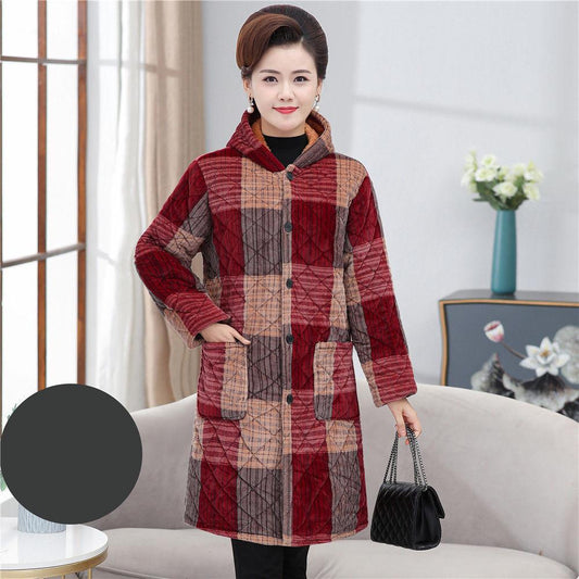 Women's Cotton-padded Coat Mid-length Plus Velvet Thickened Long Cotton-padded Coat Hooded Overcoat Loose Large Size Thick Cotton-padded Jacket