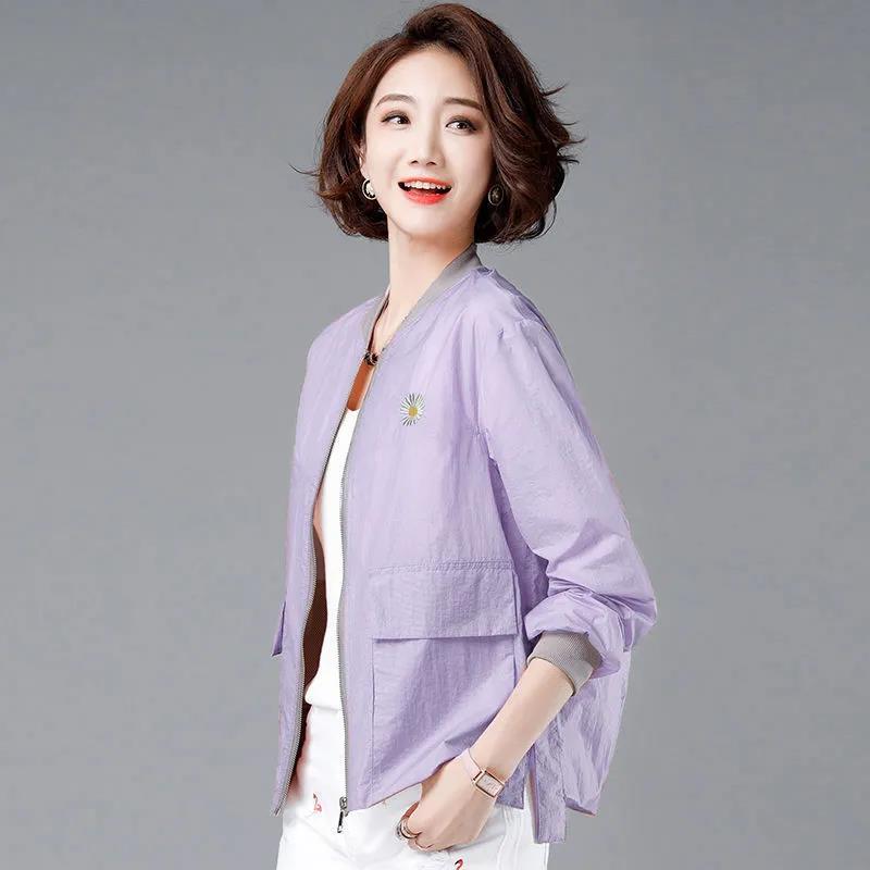 Embroidered Sun Protection Clothing Women's Long-sleeved Spring and Summer Light and Breathable Short Coat All-match Loose Anti-snoring Clothing Top