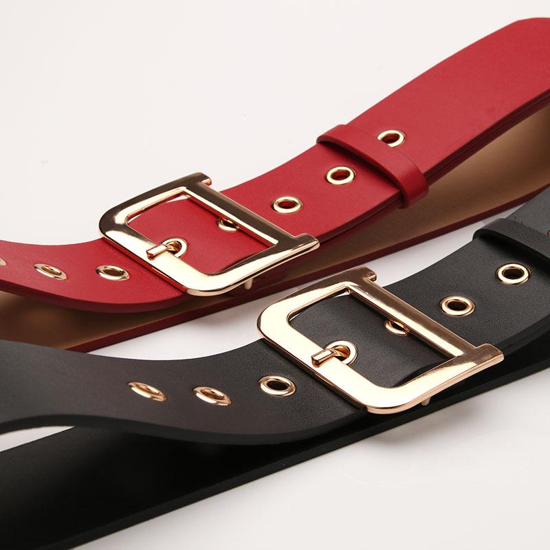 Ladies belt fashion D word buckle fashion wild dress wide belt decorative belt