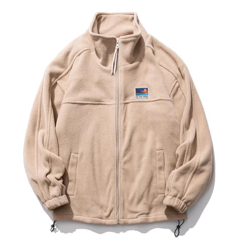 Autumn and Winter Polar Fleece Cardigan Loose Couple Can't Afford The Ball Sweater Stand-up Collar Casual Jacket Jacket Men