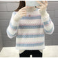 Autumn and Winter Mohair Loose Sweater Casual Jacquard Knitted Bottoming Shirt Thickened Pullover Women's Sweater